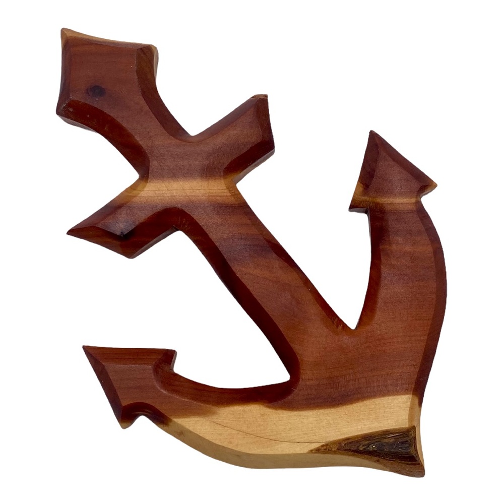 Hand carved cedar wood anchor wall hanging (READ)